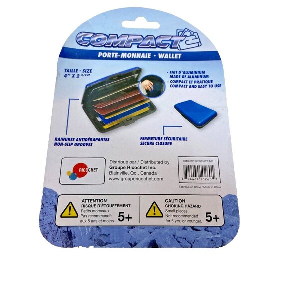 Compact Protection Aluminum Wallet Blue Identity Theft Protection - Picture 2 of 4